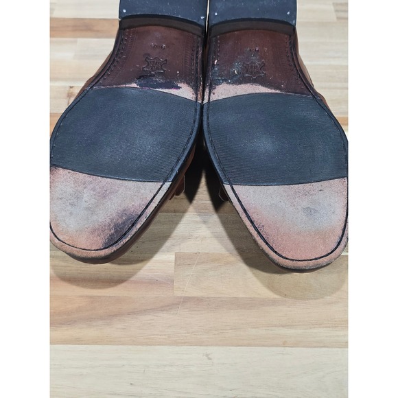 Bass Loafers Woven Leather Tassel Kiltie Slip On 9.5 Brown Dress Shoes Vintage - Picture 10 of 16